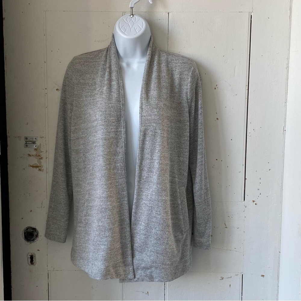 Talbot's Heather Grey Open Front Pocket Cardigan Sweater